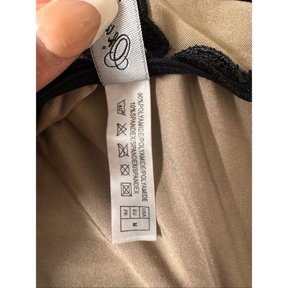 Ooh La La Paris Black Lace Applique Satin Sheer Bodysuit Lingerie Size M - Picture 4 of 9